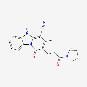 molecular formula C20H20N4O2 B4856775 3-methyl-1-oxo-2-[3-oxo-3-(1-pyrrolidinyl)propyl]-1,5-dihydropyrido[1,2-a]benzimidazole-4-carbonitrile 