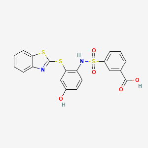 molecular formula C20H14N2O5S3 B4856915 3-({[2-(1,3-benzothiazol-2-ylthio)-4-hydroxyphenyl]amino}sulfonyl)benzoic acid 