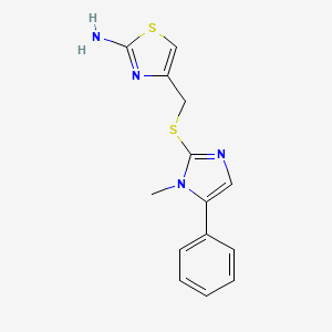 molecular formula C14H14N4S2 B4856948 4-{[(1-methyl-5-phenyl-1H-imidazol-2-yl)thio]methyl}-1,3-thiazol-2-amine 