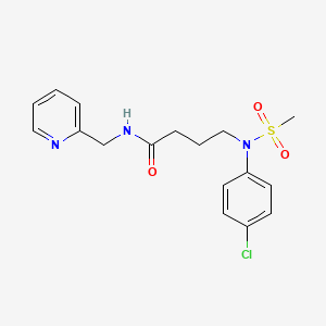molecular formula C17H20ClN3O3S B4856960 4-[(4-chlorophenyl)(methylsulfonyl)amino]-N-(2-pyridinylmethyl)butanamide 