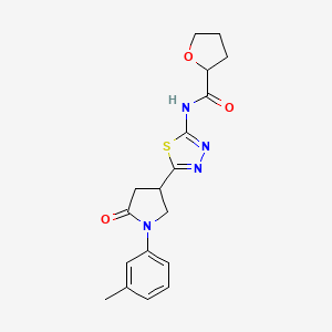 molecular formula C18H20N4O3S B4856989 N-{5-[1-(3-methylphenyl)-5-oxo-3-pyrrolidinyl]-1,3,4-thiadiazol-2-yl}tetrahydro-2-furancarboxamide 