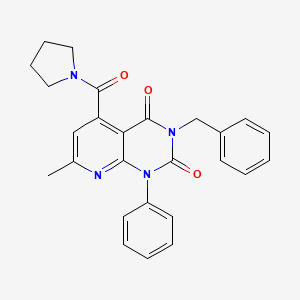 molecular formula C26H24N4O3 B4857016 3-benzyl-7-methyl-1-phenyl-5-(1-pyrrolidinylcarbonyl)pyrido[2,3-d]pyrimidine-2,4(1H,3H)-dione 