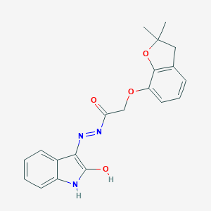 2-[(2,2-dimethyl-2,3-dihydro-1-benzofuran-7-yl)oxy]-N'-[(3Z)-2-oxo-2,3-dihydro-1H-indol-3-ylidene]acetohydrazide