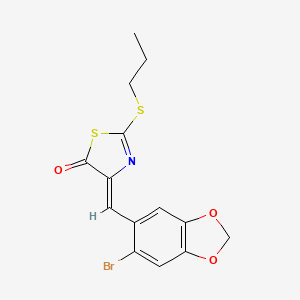 molecular formula C14H12BrNO3S2 B4857663 4-[(6-bromo-1,3-benzodioxol-5-yl)methylene]-2-(propylthio)-1,3-thiazol-5(4H)-one 