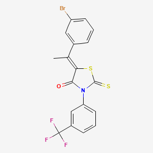 5-[1-(3-bromophenyl)ethylidene]-2-thioxo-3-[3-(trifluoromethyl)phenyl]-1,3-thiazolidin-4-one