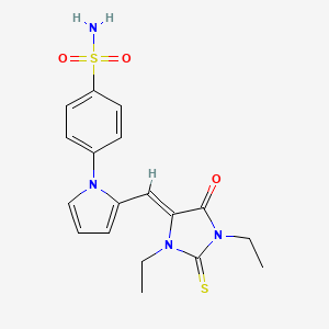 4-[2-[(Z)-(1,3-diethyl-5-oxo-2-sulfanylideneimidazolidin-4-ylidene)methyl]pyrrol-1-yl]benzenesulfonamide