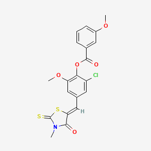 [2-chloro-6-methoxy-4-[(Z)-(3-methyl-4-oxo-2-sulfanylidene-1,3-thiazolidin-5-ylidene)methyl]phenyl] 3-methoxybenzoate