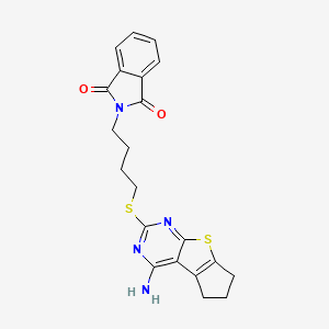 2-[4-[(12-amino-7-thia-9,11-diazatricyclo[6.4.0.02,6]dodeca-1(12),2(6),8,10-tetraen-10-yl)sulfanyl]butyl]isoindole-1,3-dione