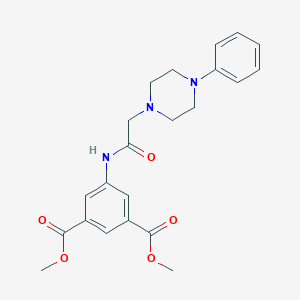 molecular formula C22H25N3O5 B485789 Methyl 3-(methoxycarbonyl)-5-(2-(4-phenylpiperazinyl)acetylamino)benzoate CAS No. 723738-45-2