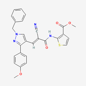 methyl 2-({3-[1-benzyl-3-(4-methoxyphenyl)-1H-pyrazol-4-yl]-2-cyanoacryloyl}amino)-3-thiophenecarboxylate