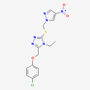 3-[(4-chlorophenoxy)methyl]-4-ethyl-5-{[(4-nitro-1H-pyrazol-1-yl)methyl]sulfanyl}-4H-1,2,4-triazole