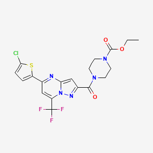 ETHYL 4-{[5-(5-CHLORO-2-THIENYL)-7-(TRIFLUOROMETHYL)PYRAZOLO[1,5-A]PYRIMIDIN-2-YL]CARBONYL}TETRAHYDRO-1(2H)-PYRAZINECARBOXYLATE