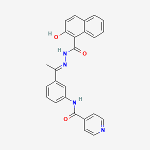 N-{3-[N-(2-hydroxy-1-naphthoyl)ethanehydrazonoyl]phenyl}isonicotinamide