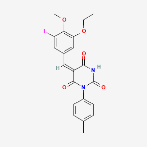 (5E)-5-(3-ethoxy-5-iodo-4-methoxybenzylidene)-1-(4-methylphenyl)pyrimidine-2,4,6(1H,3H,5H)-trione