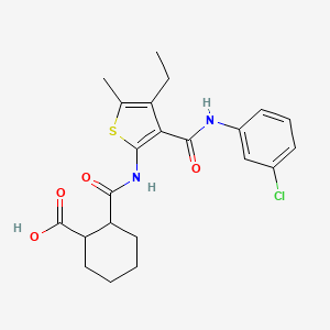 2-({3-[(3-Chlorophenyl)carbamoyl]-4-ethyl-5-methylthiophen-2-yl}carbamoyl)cyclohexanecarboxylic acid