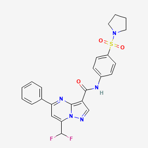 molecular formula C24H21F2N5O3S B4858723 7-(DIFLUOROMETHYL)-5-PHENYL-N-[4-(PYRROLIDINE-1-SULFONYL)PHENYL]PYRAZOLO[1,5-A]PYRIMIDINE-3-CARBOXAMIDE 