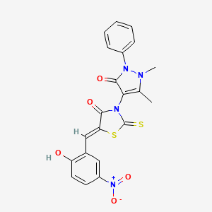 3-(1,5-dimethyl-3-oxo-2-phenyl-2,3-dihydro-1H-pyrazol-4-yl)-5-(2-hydroxy-5-nitrobenzylidene)-2-thioxo-1,3-thiazolidin-4-one