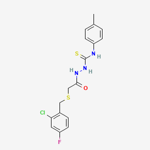 2-{[(2-chloro-4-fluorobenzyl)thio]acetyl}-N-(4-methylphenyl)hydrazinecarbothioamide