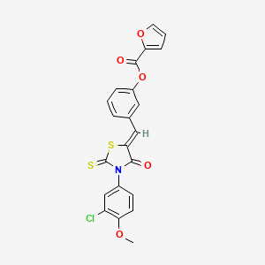 [3-[(Z)-[3-(3-chloro-4-methoxyphenyl)-4-oxo-2-sulfanylidene-1,3-thiazolidin-5-ylidene]methyl]phenyl] furan-2-carboxylate