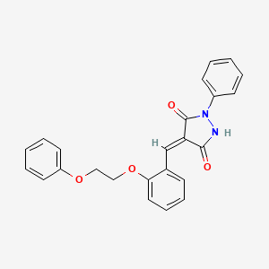 (4E)-4-{[2-(2-Phenoxyethoxy)phenyl]methylidene}-1-phenylpyrazolidine-3,5-dione