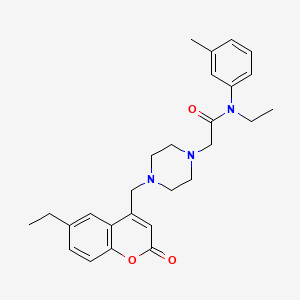 N-ethyl-2-{4-[(6-ethyl-2-oxo-2H-chromen-4-yl)methyl]piperazin-1-yl}-N-(3-methylphenyl)acetamide