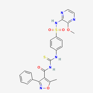 molecular formula C23H20N6O5S2 B4859139 N~1~-(3-METHOXY-2-PYRAZINYL)-4-[({[(5-METHYL-3-PHENYL-4-ISOXAZOLYL)CARBONYL]AMINO}CARBOTHIOYL)AMINO]-1-BENZENESULFONAMIDE 