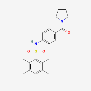 2,3,4,5,6-pentamethyl-N-[4-(1-pyrrolidinylcarbonyl)phenyl]benzenesulfonamide