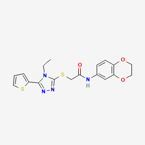 N-(2,3-dihydro-1,4-benzodioxin-6-yl)-2-{[4-ethyl-5-(thiophen-2-yl)-4H-1,2,4-triazol-3-yl]sulfanyl}acetamide