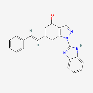 1-(1H-benzimidazol-2-yl)-6-[(E)-2-phenylethenyl]-1,5,6,7-tetrahydro-4H-indazol-4-one