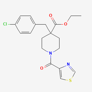 molecular formula C19H21ClN2O3S B4859238 ethyl 4-(4-chlorobenzyl)-1-(1,3-thiazol-4-ylcarbonyl)-4-piperidinecarboxylate 