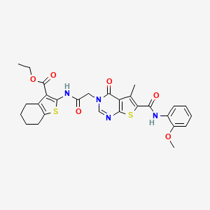 ethyl 2-({[6-{[(2-methoxyphenyl)amino]carbonyl}-5-methyl-4-oxothieno[2,3-d]pyrimidin-3(4H)-yl]acetyl}amino)-4,5,6,7-tetrahydro-1-benzothiophene-3-carboxylate