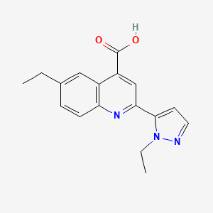 molecular formula C17H17N3O2 B4859292 6-ethyl-2-(1-ethyl-1H-pyrazol-5-yl)-4-quinolinecarboxylic acid 