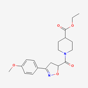 ethyl 1-{[3-(4-methoxyphenyl)-4,5-dihydro-5-isoxazolyl]carbonyl}-4-piperidinecarboxylate