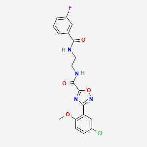 3-(5-CHLORO-2-METHOXYPHENYL)-N~5~-{2-[(3-FLUOROBENZOYL)AMINO]ETHYL}-1,2,4-OXADIAZOLE-5-CARBOXAMIDE