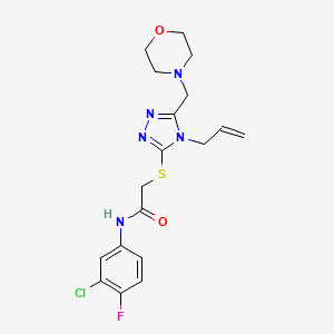 molecular formula C18H21ClFN5O2S B4859438 N-(3-chloro-4-fluorophenyl)-2-{[5-(morpholin-4-ylmethyl)-4-(prop-2-en-1-yl)-4H-1,2,4-triazol-3-yl]sulfanyl}acetamide 