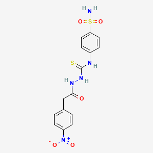 N-[4-(aminosulfonyl)phenyl]-2-[(4-nitrophenyl)acetyl]hydrazinecarbothioamide