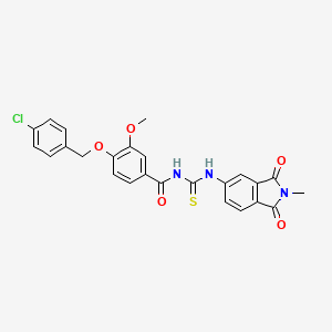 4-[(4-chlorobenzyl)oxy]-3-methoxy-N-{[(2-methyl-1,3-dioxo-2,3-dihydro-1H-isoindol-5-yl)amino]carbonothioyl}benzamide