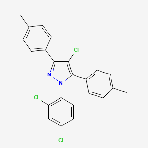 molecular formula C23H17Cl3N2 B4859698 4-chloro-1-(2,4-dichlorophenyl)-3,5-bis(4-methylphenyl)-1H-pyrazole 