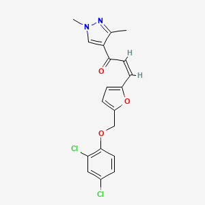 molecular formula C19H16Cl2N2O3 B4859810 (Z)-3-{5-[(2,4-DICHLOROPHENOXY)METHYL]-2-FURYL}-1-(1,3-DIMETHYL-1H-PYRAZOL-4-YL)-2-PROPEN-1-ONE 