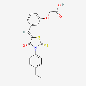 2-[3-[(Z)-[3-(4-ethylphenyl)-4-oxo-2-sulfanylidene-1,3-thiazolidin-5-ylidene]methyl]phenoxy]acetic acid