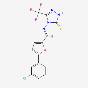 4-({(E)-1-[5-(3-CHLOROPHENYL)-2-FURYL]METHYLIDENE}AMINO)-5-(TRIFLUOROMETHYL)-4H-1,2,4-TRIAZOL-3-YLHYDROSULFIDE