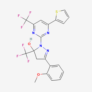 3-(2-methoxyphenyl)-1-[4-(2-thienyl)-6-(trifluoromethyl)-2-pyrimidinyl]-5-(trifluoromethyl)-4,5-dihydro-1H-pyrazol-5-ol