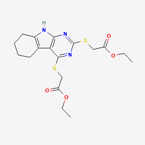 molecular formula C18H23N3O4S2 B4860437 ETHYL 2-({4-[(2-ETHOXY-2-OXOETHYL)SULFANYL]-5H,6H,7H,8H,9H-PYRIMIDO[4,5-B]INDOL-2-YL}SULFANYL)ACETATE 