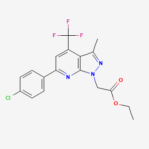 molecular formula C18H15ClF3N3O2 B4860532 Ethyl 2-[6-(4-chlorophenyl)-3-methyl-4-(trifluoromethyl)-1H-pyrazolo[3,4-B]pyridin-1-YL]acetate 