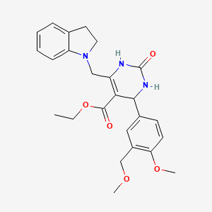 molecular formula C25H29N3O5 B4860734 ethyl 6-(2,3-dihydro-1H-indol-1-ylmethyl)-4-[4-methoxy-3-(methoxymethyl)phenyl]-2-oxo-1,2,3,4-tetrahydro-5-pyrimidinecarboxylate 