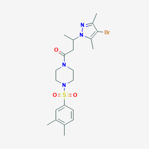 1-[3-(4-bromo-3,5-dimethyl-1H-pyrazol-1-yl)butanoyl]-4-[(3,4-dimethylphenyl)sulfonyl]piperazine