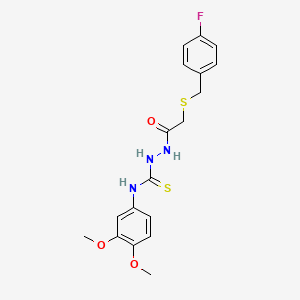 N-(3,4-dimethoxyphenyl)-2-{[(4-fluorobenzyl)thio]acetyl}hydrazinecarbothioamide