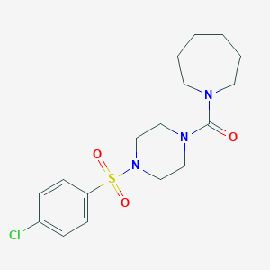 molecular formula C17H24ClN3O3S B486117 1-({4-[(4-Chlorophenyl)sulfonyl]-1-piperazinyl}carbonyl)azepane CAS No. 825607-30-5