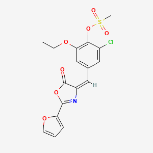 [2-chloro-6-ethoxy-4-[(E)-[2-(furan-2-yl)-5-oxo-1,3-oxazol-4-ylidene]methyl]phenyl] methanesulfonate