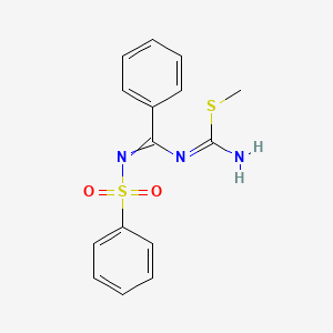 molecular formula C15H15N3O2S2 B4861475 methyl N'-[N-(benzenesulfonyl)-C-phenylcarbonimidoyl]carbamimidothioate 